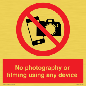 No photography or filming using any device